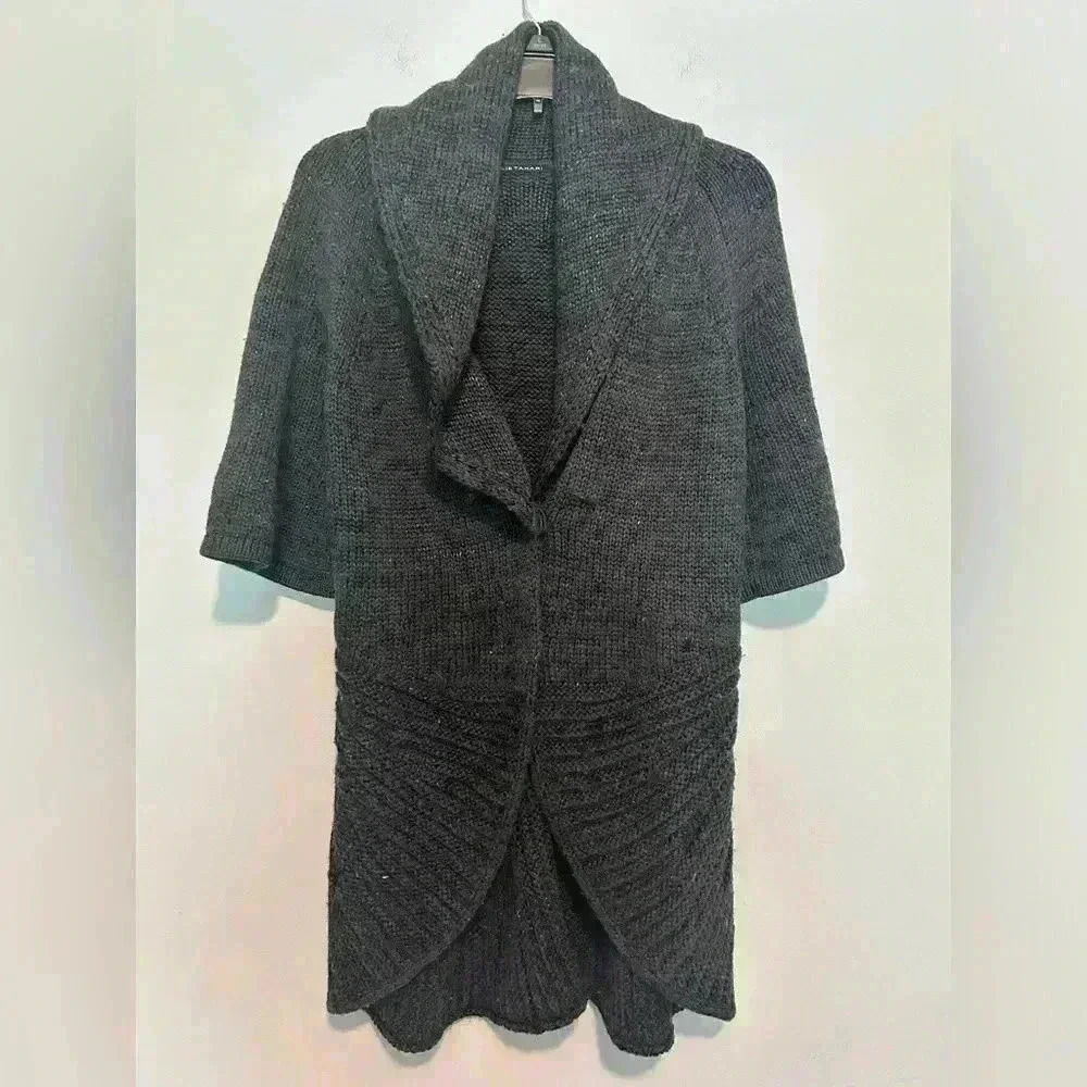 Elie Tahari Womens Knit Cardigan Sweater Gray Woo/Viscosel Size Medium